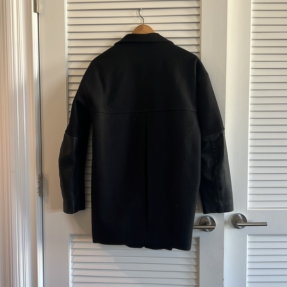 ALLSAINTS Meade Lea Coat, 80% wool, leather sleeves, size 4 - Picture 3 of 5